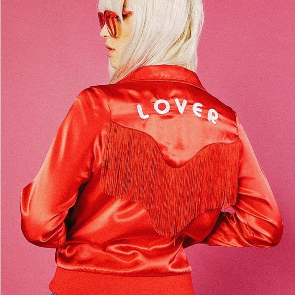 Valfre Red Satin Jacket with Fringe